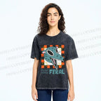 Unisex Wolf Feeling Freaking Feral Printed Washed Tee