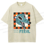 Unisex Wolf Feeling Freaking Feral Printed Washed Tee