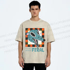 Unisex Wolf Feeling Freaking Feral Printed Washed Tee