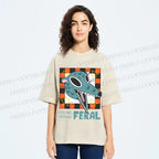 Unisex Wolf Feeling Freaking Feral Printed Washed Tee