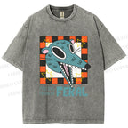 Unisex Wolf Feeling Freaking Feral Printed Washed Tee