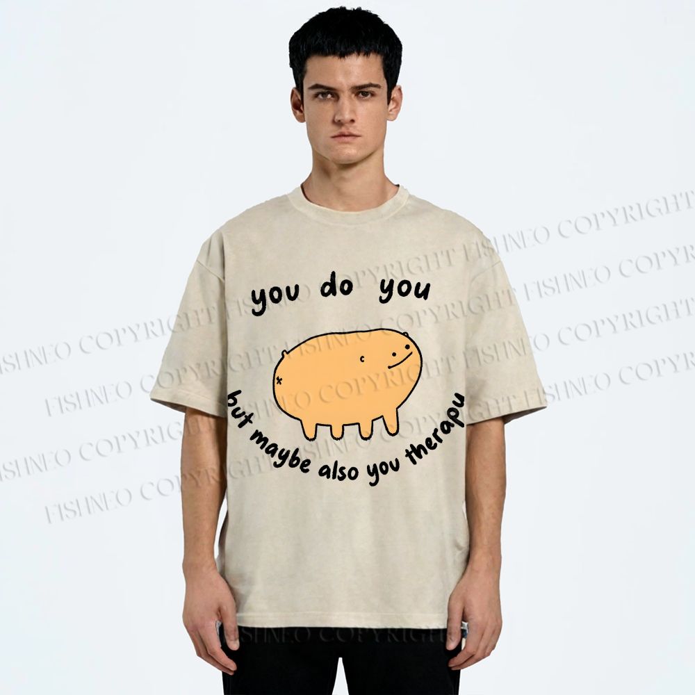 Unisex You Do You Pig Printed Washed Tee