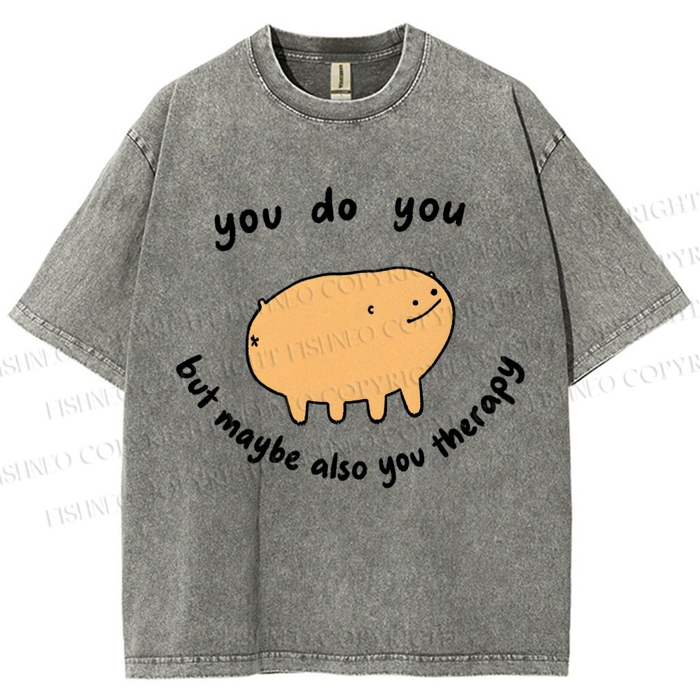 Unisex You Do You Pig Printed Washed Tee