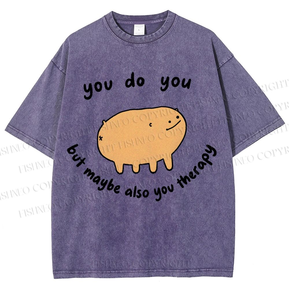 Unisex You Do You Pig Printed Washed Tee
