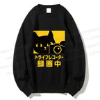 Unisex Cat Camera Japanese Style Printed Sweatshirt