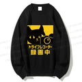 Unisex Cat Camera Japanese Style Printed Sweatshirt