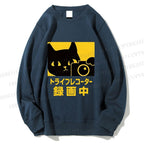 Unisex Cat Camera Japanese Style Printed Sweatshirt