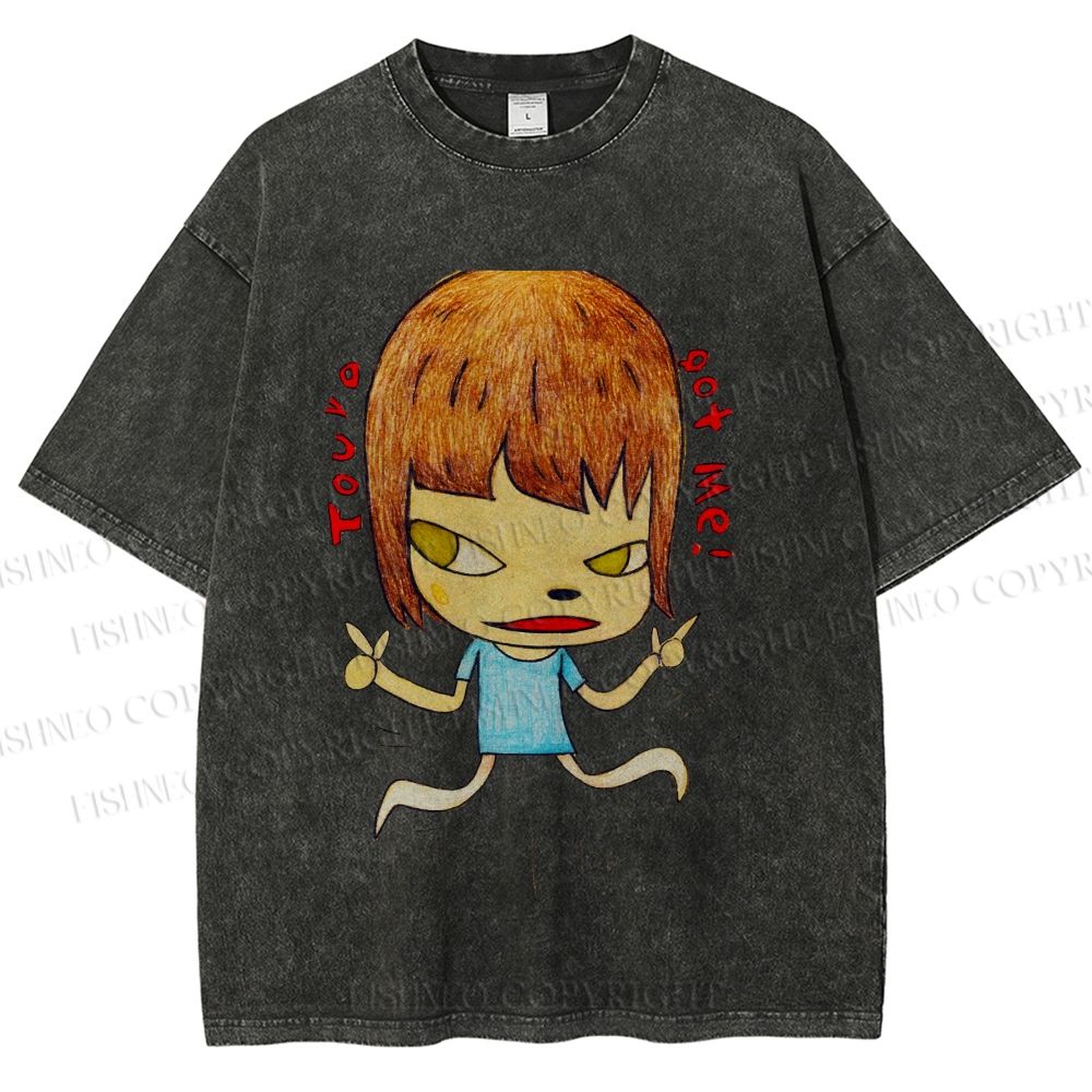 Unisex You've Got Me Yoshitomo Nara Printed Washed Tee