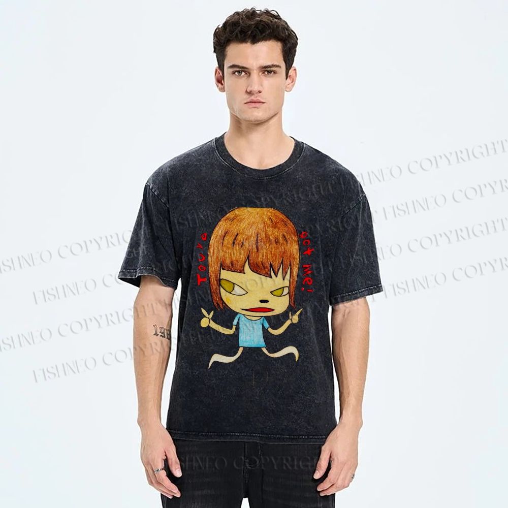 Unisex You've Got Me Yoshitomo Nara Printed Washed Tee