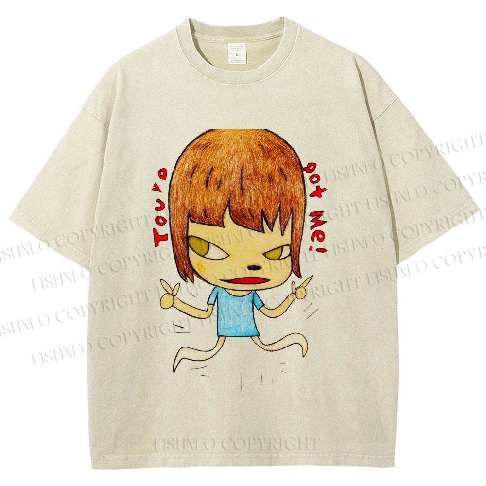 Unisex You've Got Me Yoshitomo Nara Printed Washed Tee