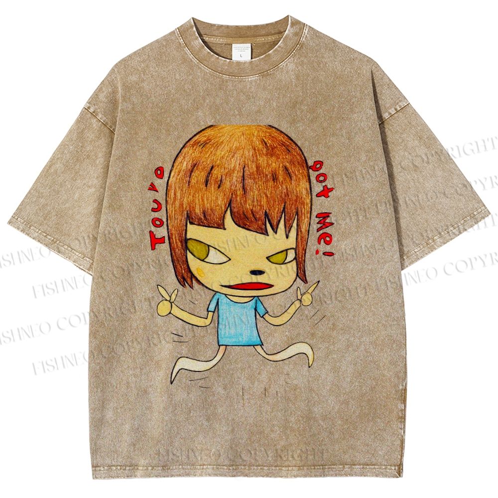 Unisex You've Got Me Yoshitomo Nara Printed Washed Tee