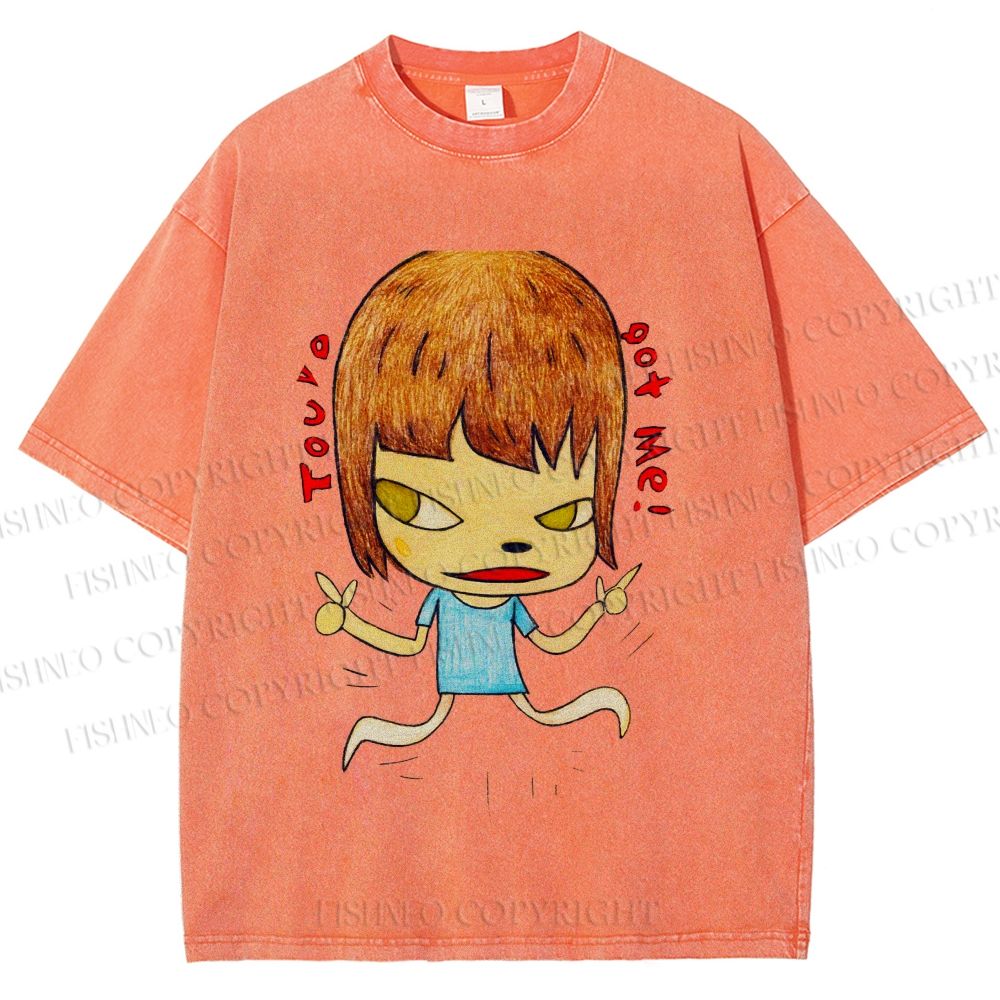 Unisex You've Got Me Yoshitomo Nara Printed Washed Tee
