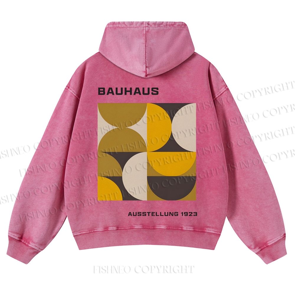 Casual Bauhaus Geometry Printed Washed Hoodie