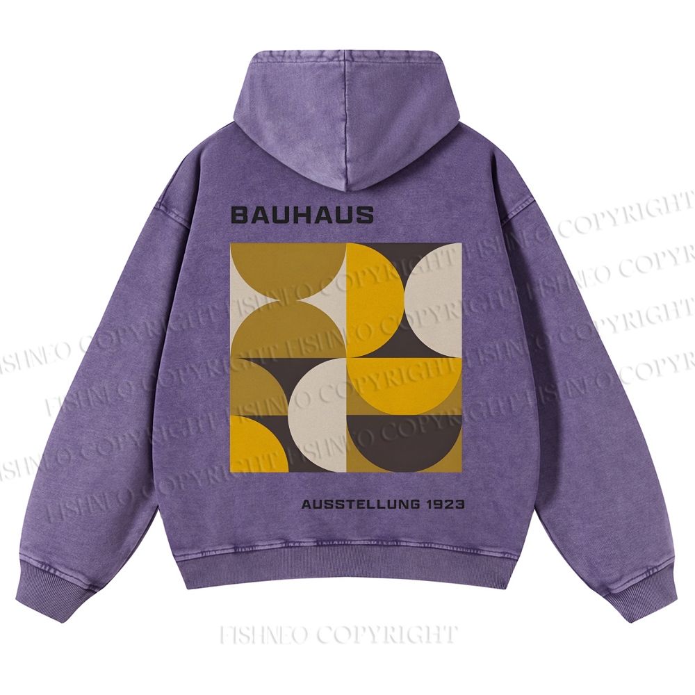 Casual Bauhaus Geometry Printed Washed Hoodie