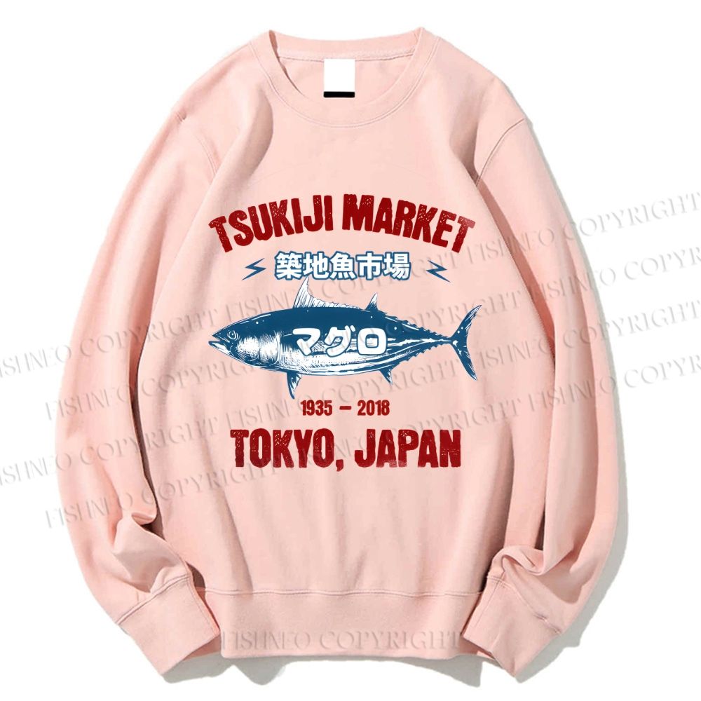 Unisex Tsukiji Fish Market Printed Sweatshirt