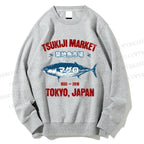 Unisex Tsukiji Fish Market Printed Sweatshirt