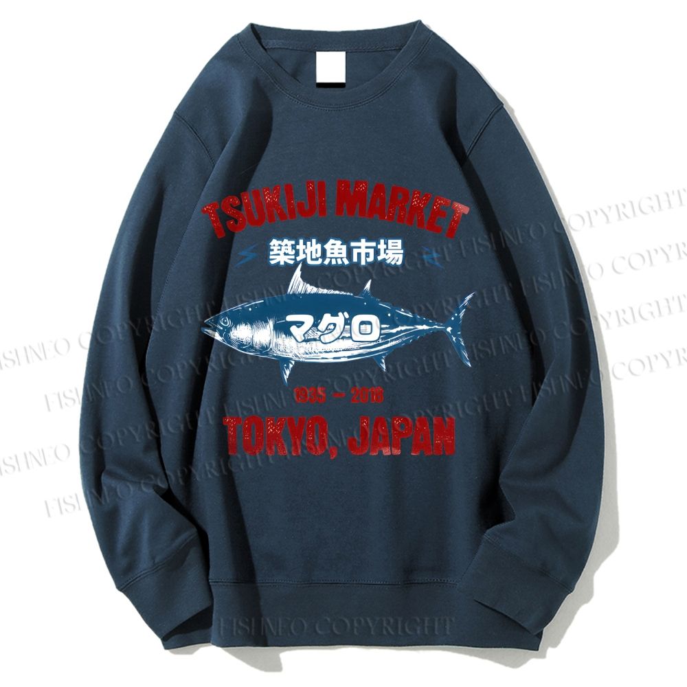 Unisex Tsukiji Fish Market Printed Sweatshirt