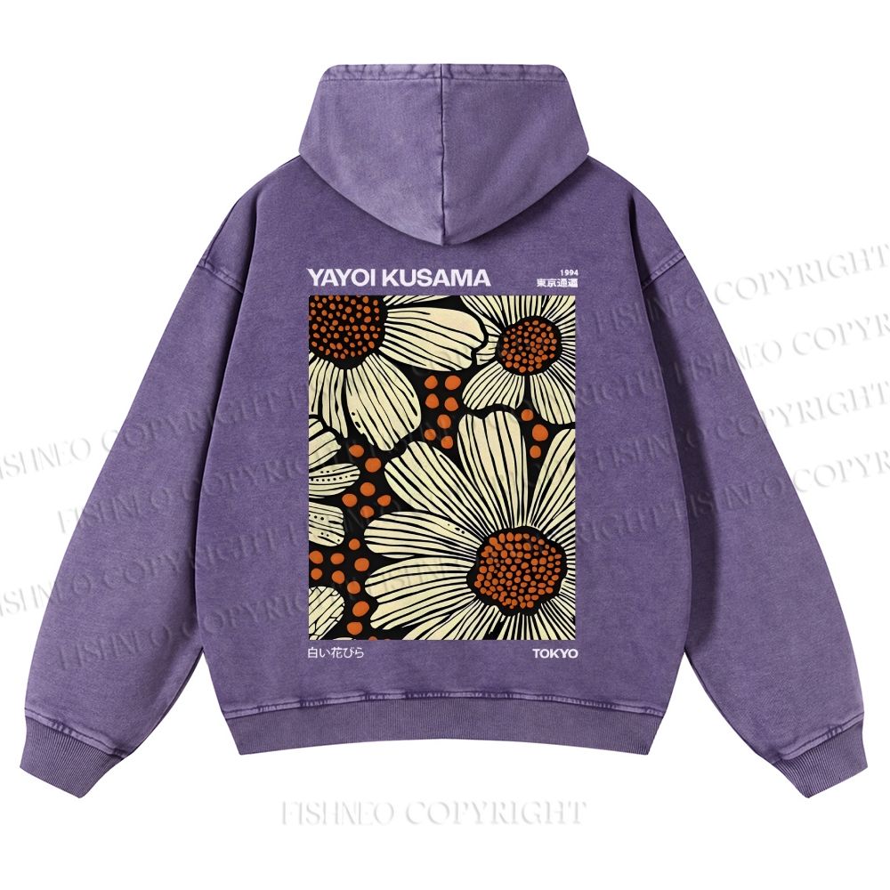 Yayoi Kusama Vintage Casual Washed Hoodie