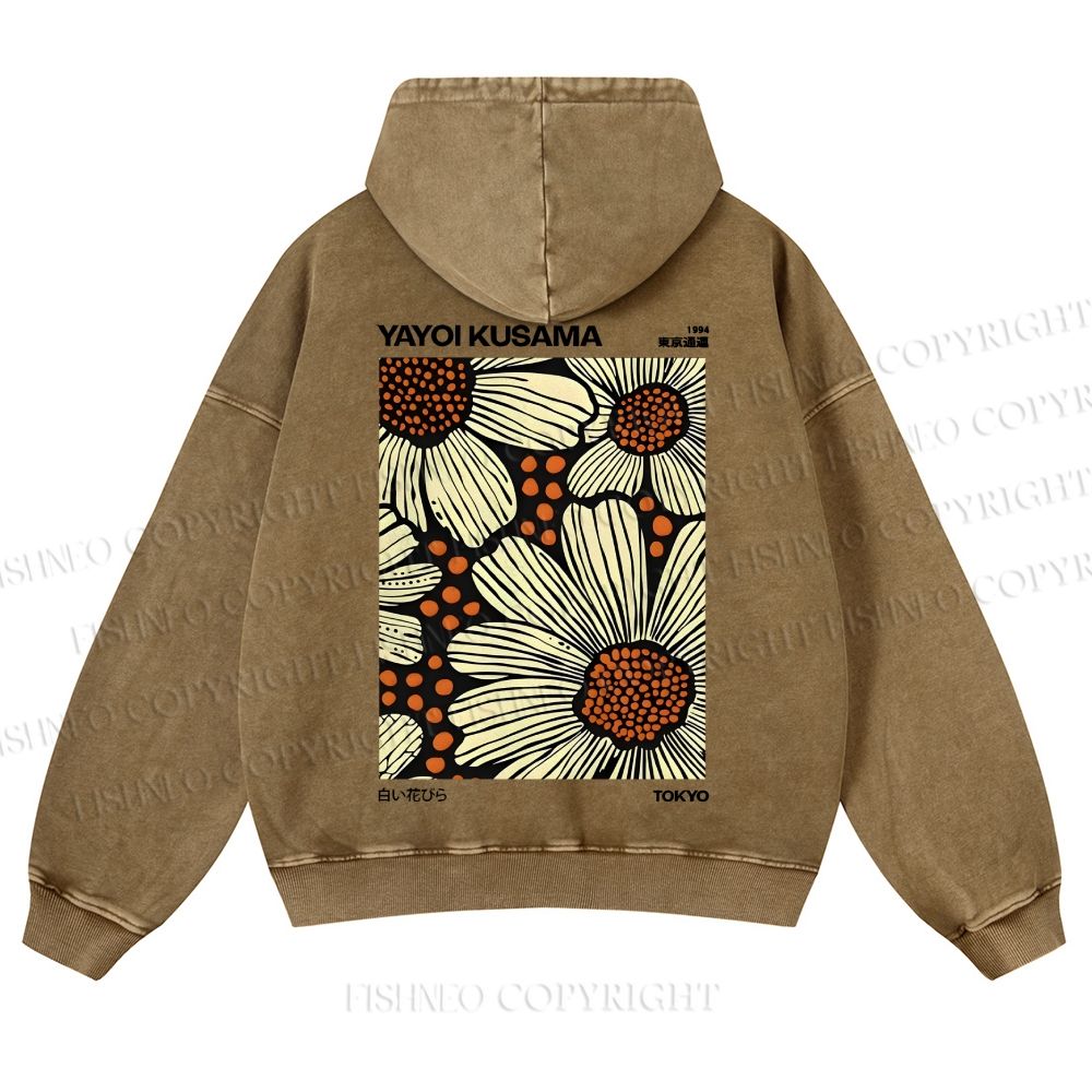 Yayoi Kusama Vintage Casual Washed Hoodie
