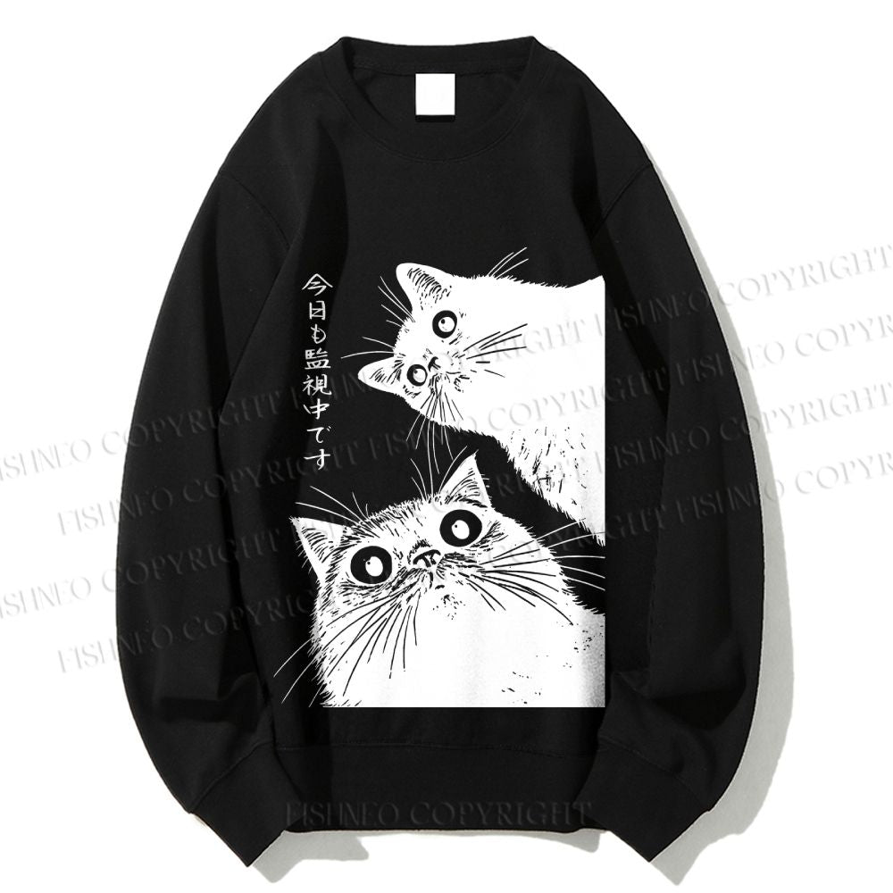 Unisex The Cat is Watching Today Printed Sweatshirt