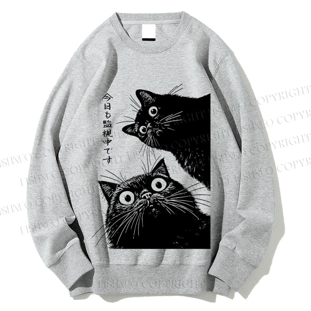 Unisex The Cat is Watching Today Printed Sweatshirt