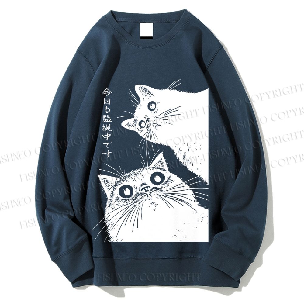 Unisex The Cat is Watching Today Printed Sweatshirt