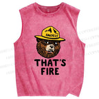 Unisex Smokey Bear That is Fire Printed Washed Tank Top