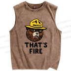 Unisex Smokey Bear That is Fire Printed Washed Tank Top