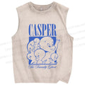 Unisex Casper Printed Washed Tank Top