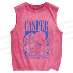 Unisex Casper Printed Washed Tank Top