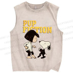 Unisex Pup Fiction Snoopy Printed Washed Tank Top