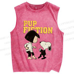 Unisex Pup Fiction Snoopy Printed Washed Tank Top
