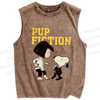Unisex Pup Fiction Snoopy Printed Washed Tank Top