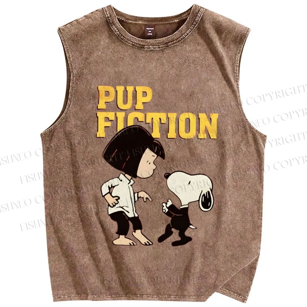 Unisex Pup Fiction Snoopy Printed Washed Tank Top