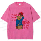 Unisex Please Look After This Paddington Bear Printed Washed Tee