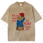 Unisex Please Look After This Paddington Bear Printed Washed Tee