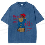Unisex Please Look After This Paddington Bear Printed Washed Tee