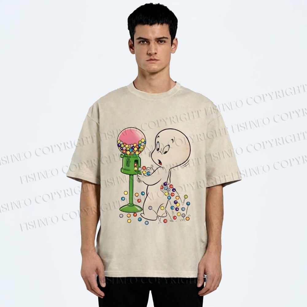 Unisex Casper Gumball Machine Printed Washed Tee