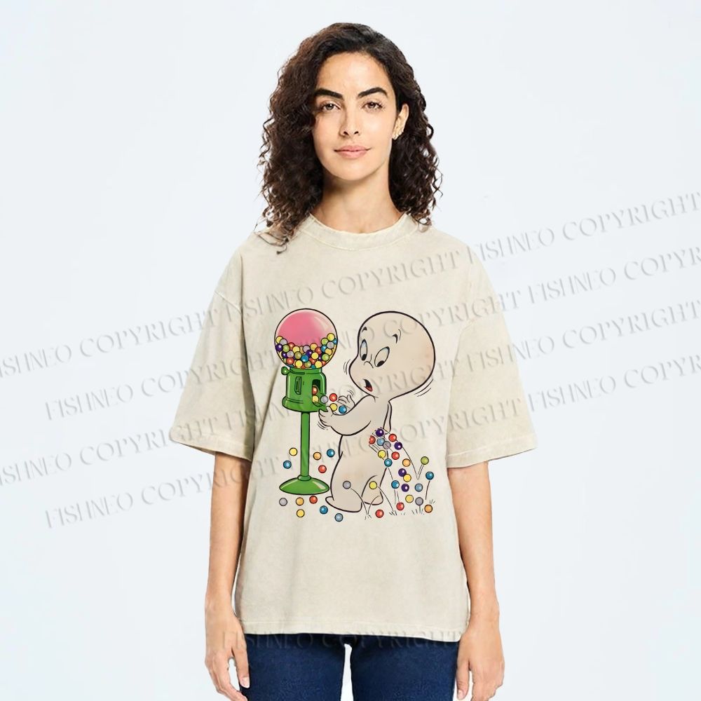 Unisex Casper Gumball Machine Printed Washed Tee