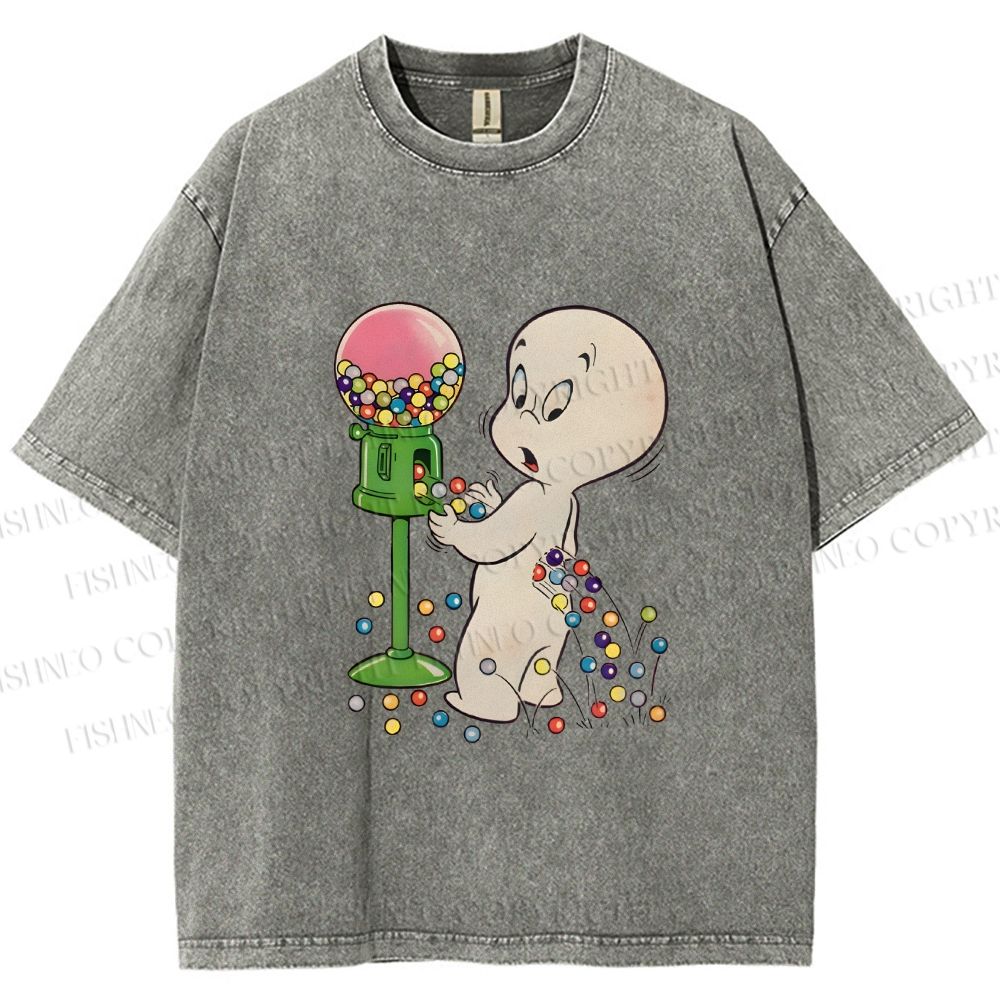 Unisex Casper Gumball Machine Printed Washed Tee