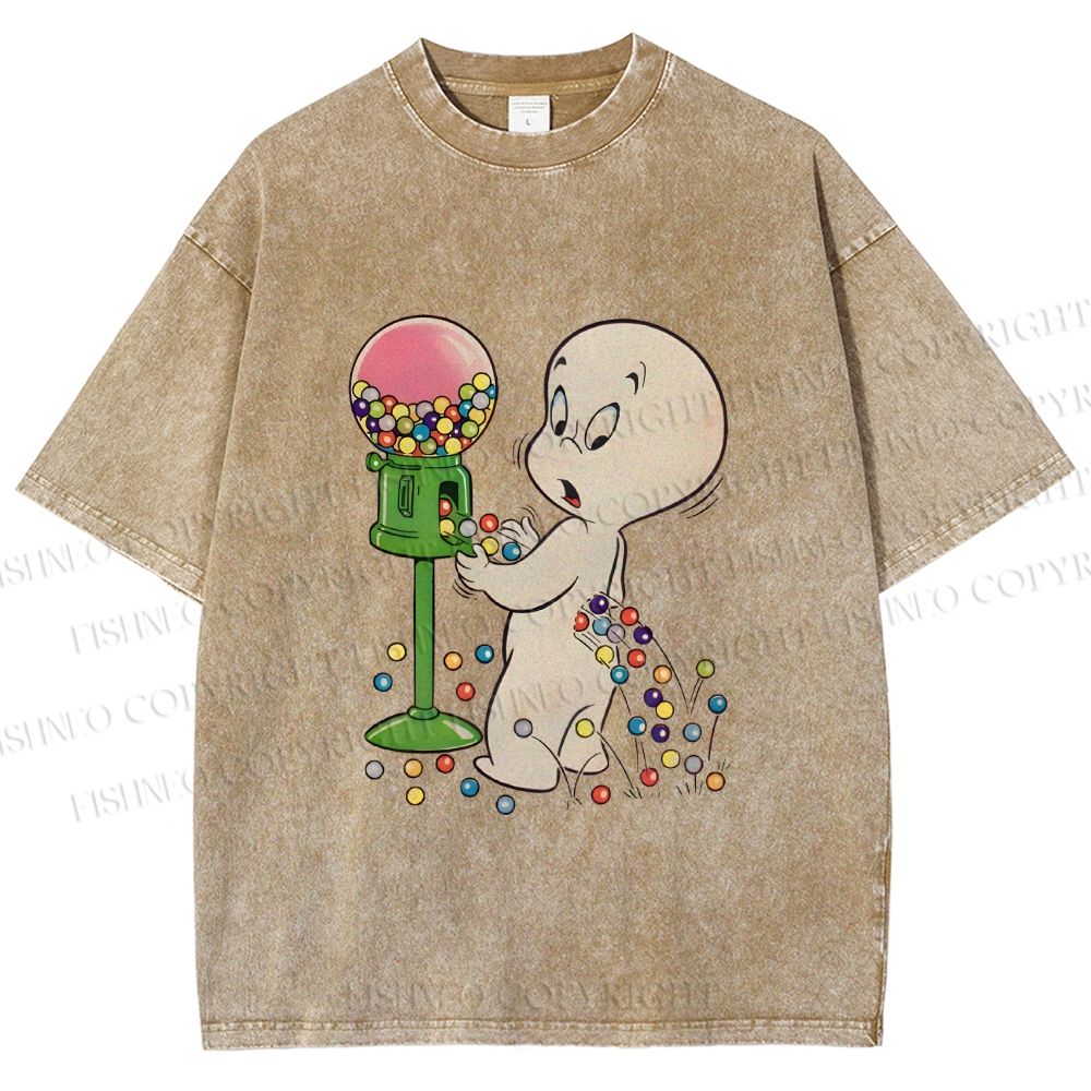 Unisex Casper Gumball Machine Printed Washed Tee