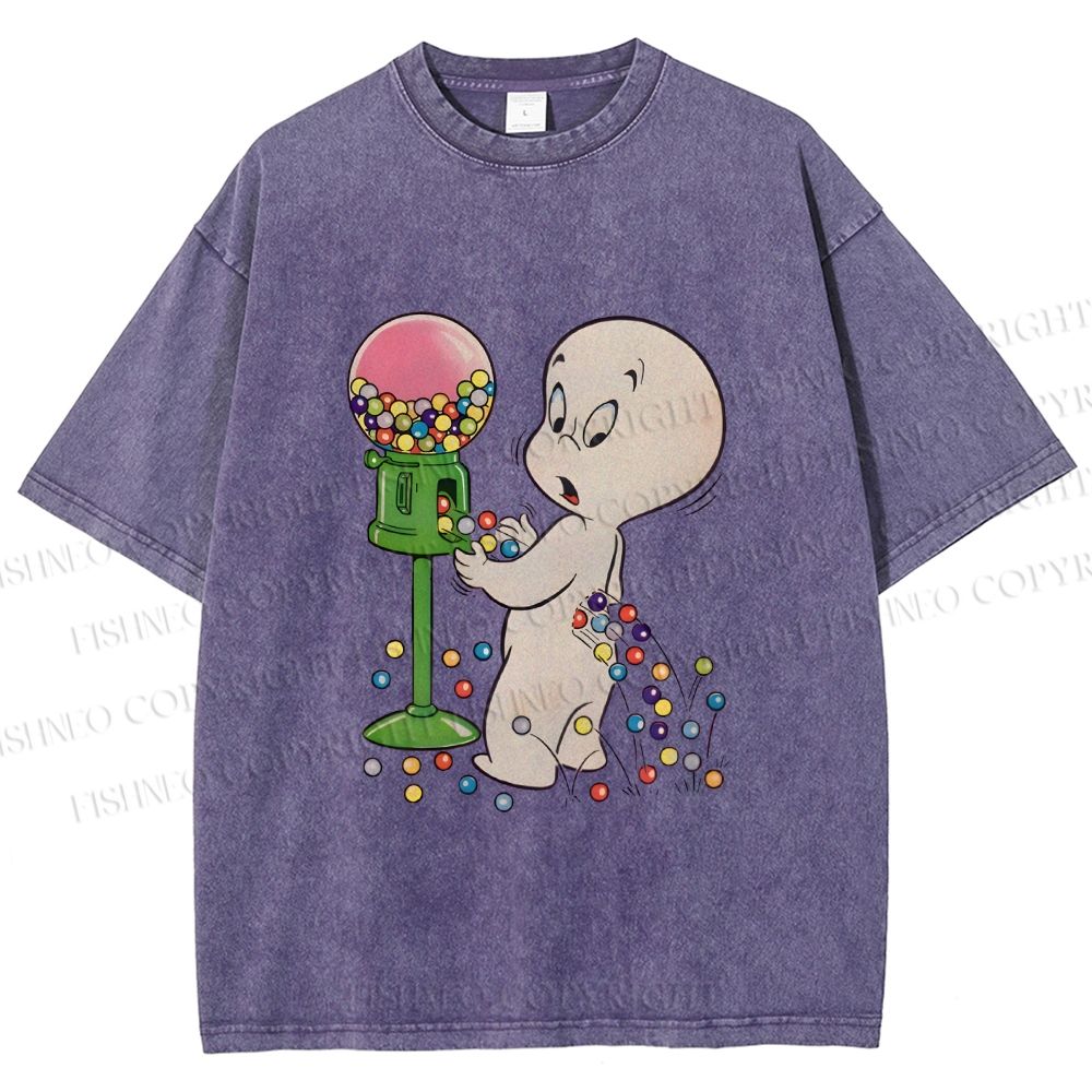 Unisex Casper Gumball Machine Printed Washed Tee