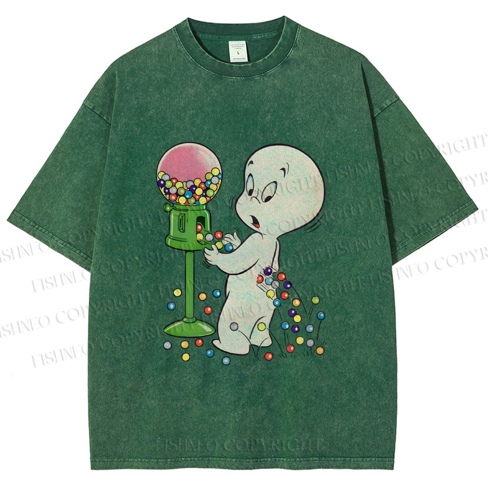 Unisex Casper Gumball Machine Printed Washed Tee