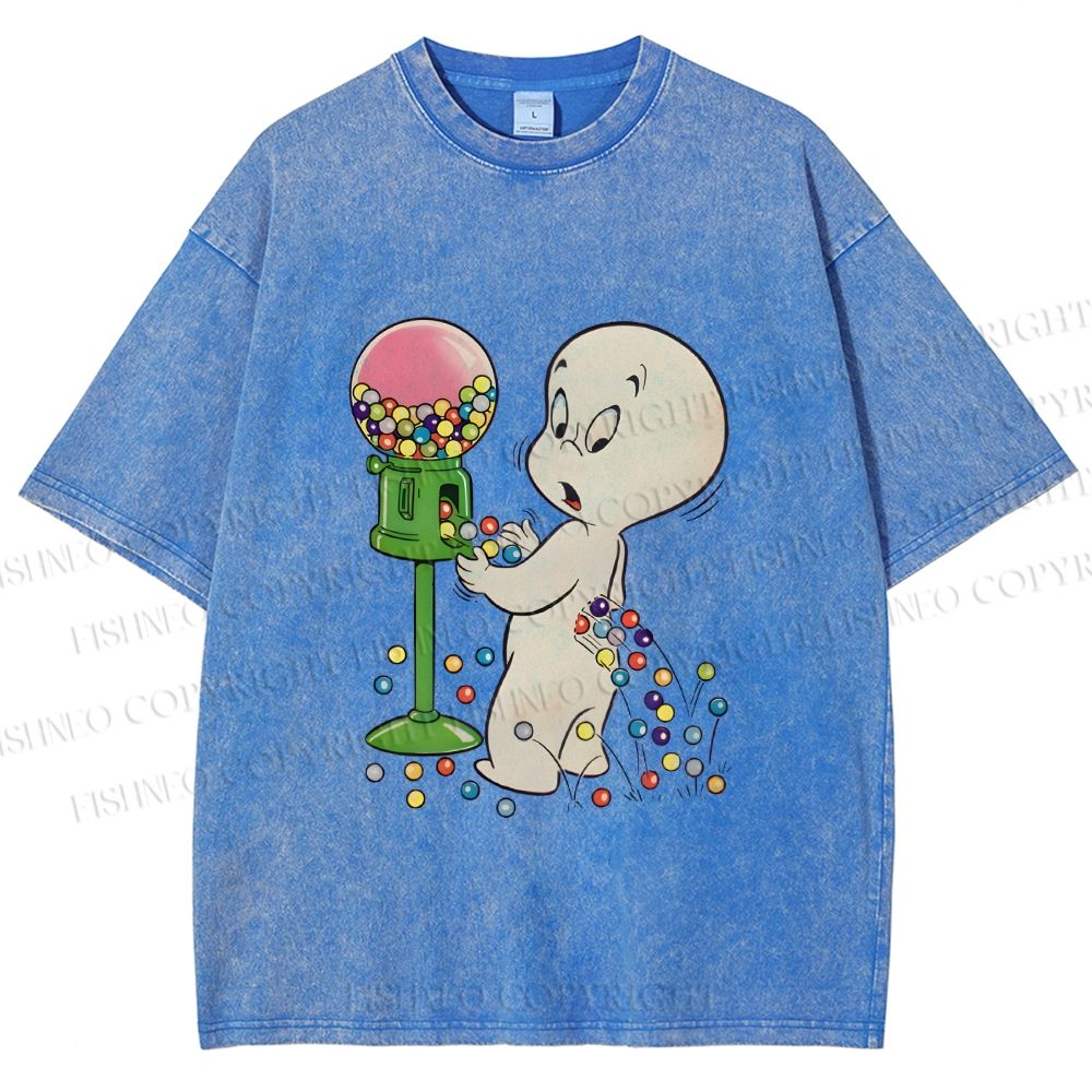 Unisex Casper Gumball Machine Printed Washed Tee