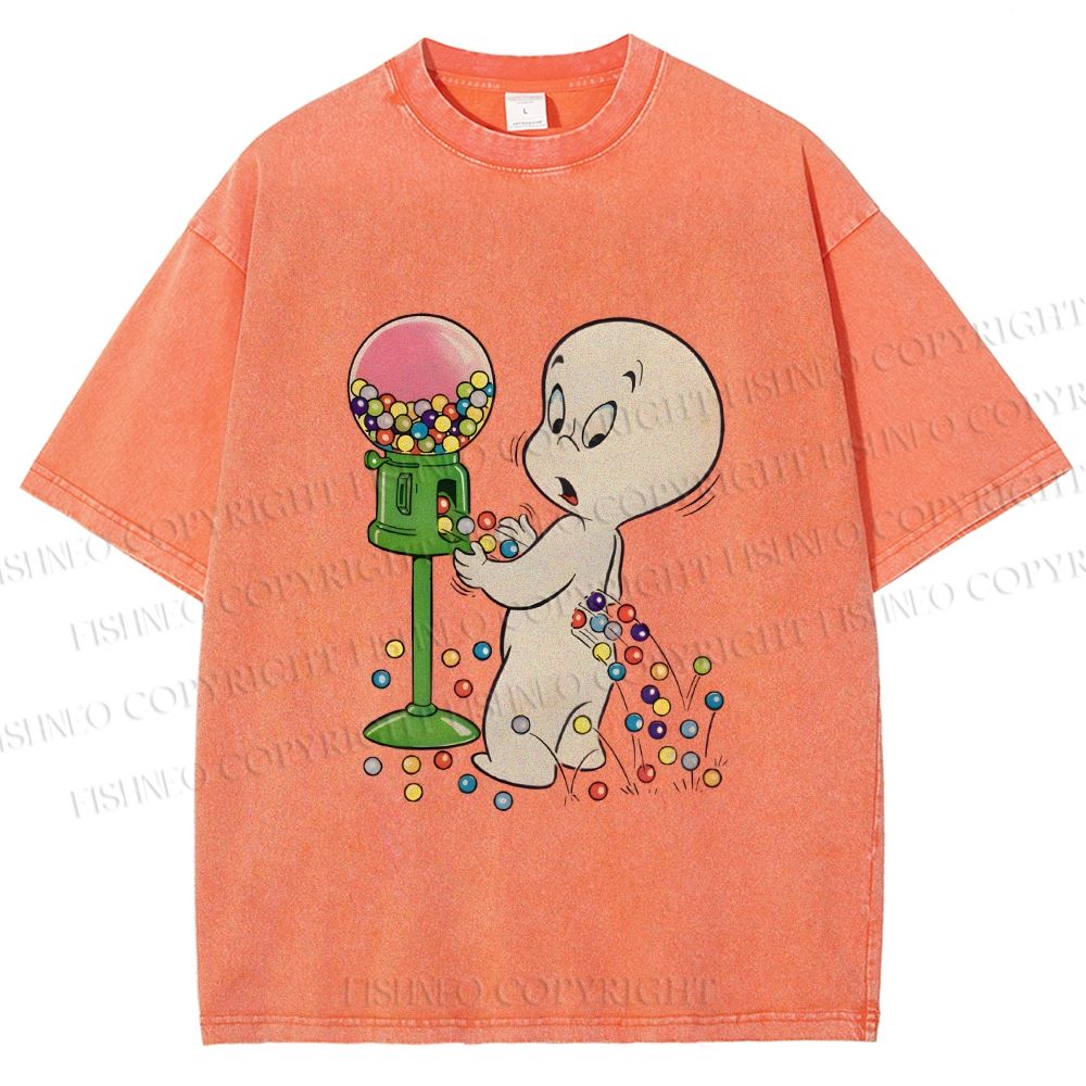 Unisex Casper Gumball Machine Printed Washed Tee