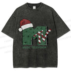 Unisex MTV in Christmas Printed Washed Tee