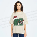 Unisex MTV in Christmas Printed Washed Tee