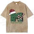Unisex MTV in Christmas Printed Washed Tee