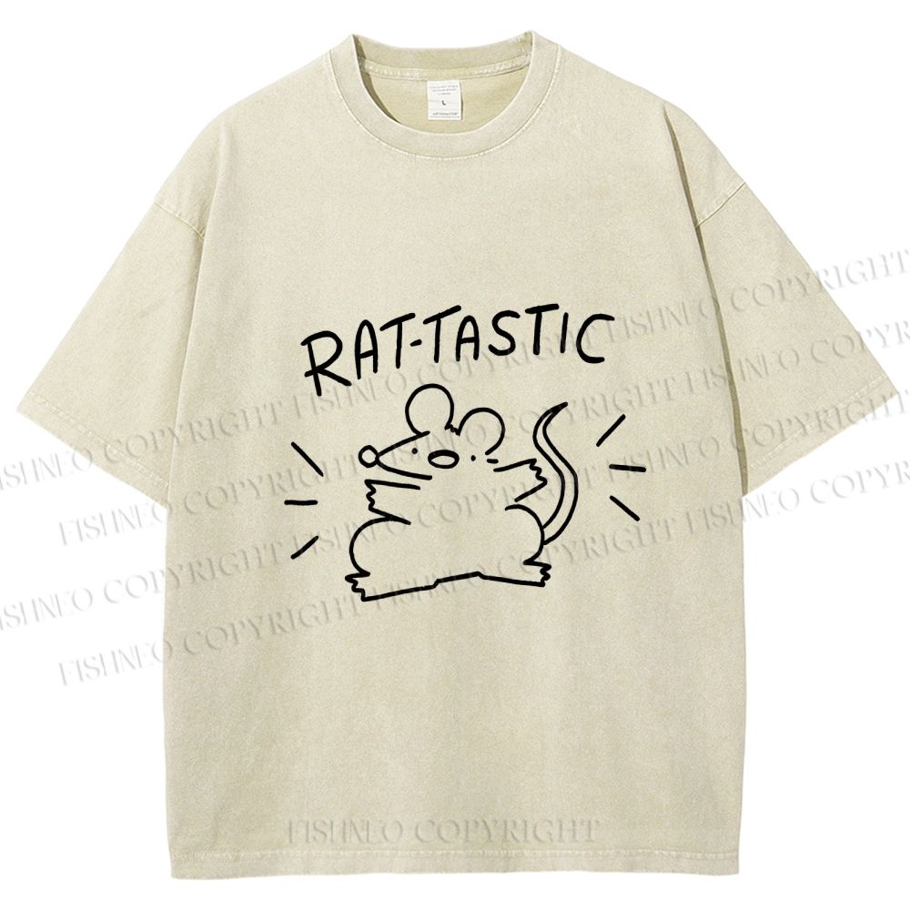 Unisex Rat Tastic Printed Washed Tee