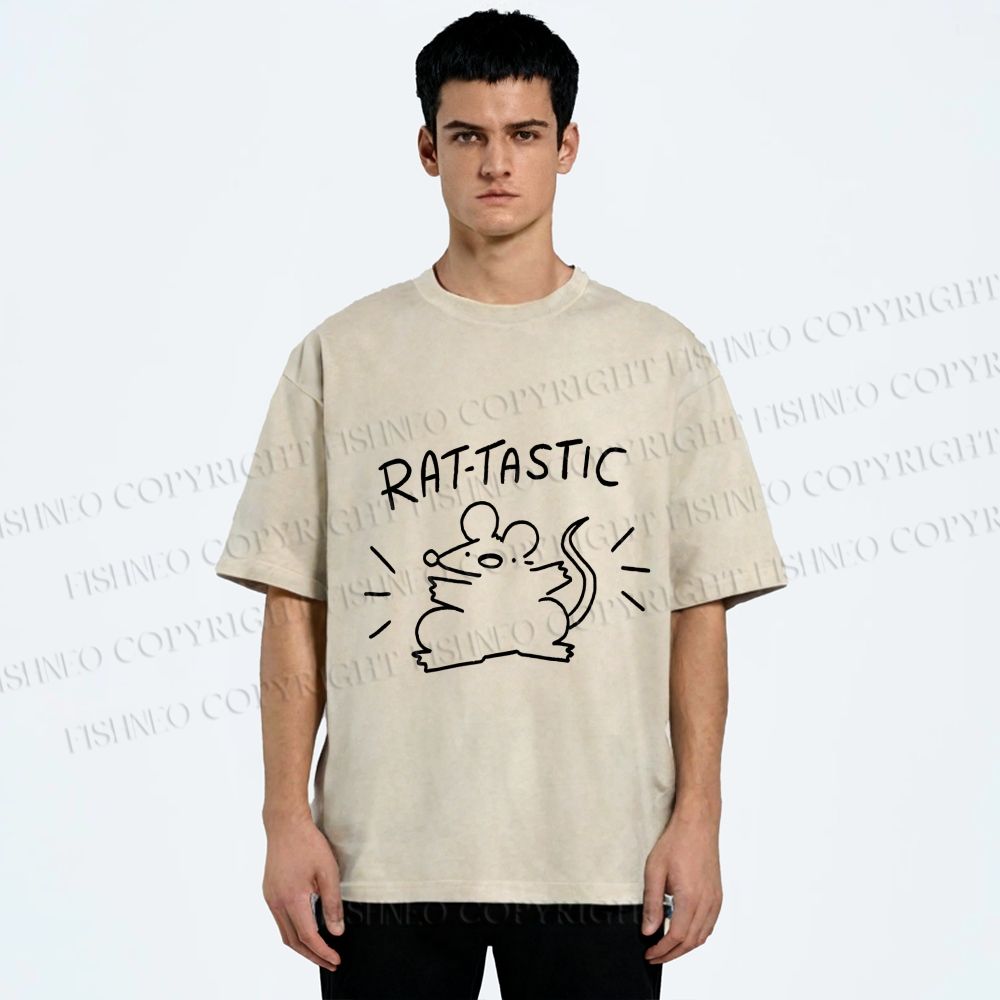 Unisex Rat Tastic Printed Washed Tee